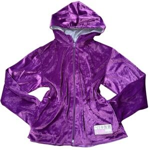 Y2K Workout Puma Purple Velour Full Zip Hoodie Jacket Womens Large Sporty